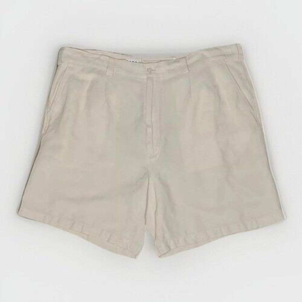 NWOT Cubavera Button Zip Chino Shorts Men Size 44‎ Beige Linen Blend Minimalist